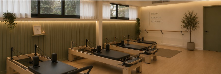 Holly Tree Pilates studio with barre and reformers